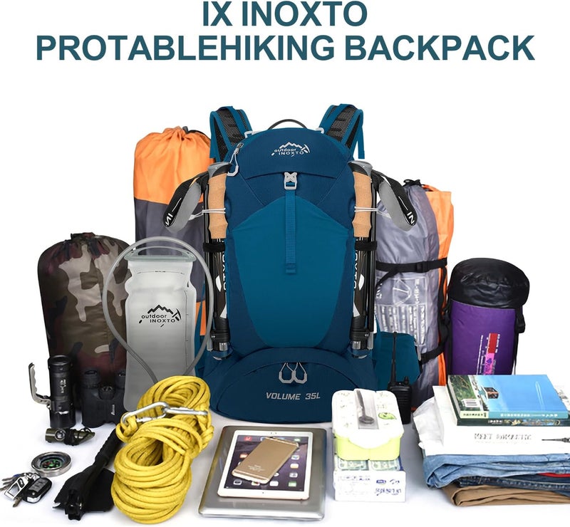 INOXTO IX Hiking Backpack, Waterproof Hiking Daypack with 3L Water Bladder and Rain Cover, Lightweight Travel Camping Backpack for Men Women (Blue) - Image 5
